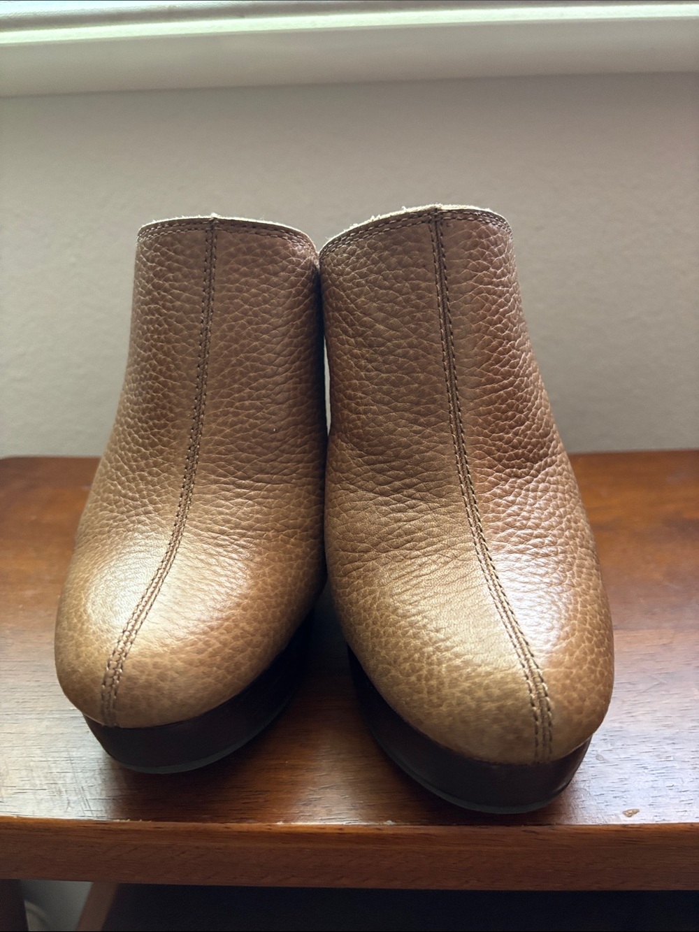 Lucky Brand Brown Textured Leather Mules